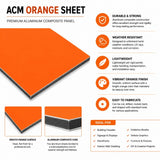 Orange acm panel 36 x 60 x 1/8 inch — set of 3