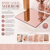 Rose-Gold acrylic mirror 24 x 24 x 1/8 inch with mirror finish — set of 2