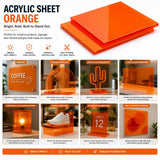 Orange acrylic sheet 12 x 24 x 1/8 inch — set of 2