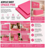 Pink acrylic sheet 12 x 72 x 1/8 inch — set of 3