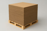Set of 100 Kraft brown corrugated cardboard sheets 48 x 48 x 3/16 inch with corrugated profile
