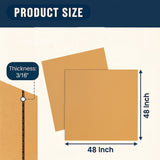 Set of 100 Kraft brown corrugated cardboard sheets 48 x 48 x 3/16 inch with corrugated profile