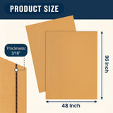 Set of 5 Kraft brown corrugated cardboard sheets 48 x 96 x 3/16 inch with corrugated profile
