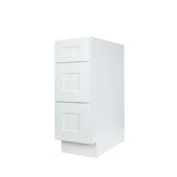 White Shaker 3-drawer vanity base kitchen cabinet 12W x 24D x 34.5H