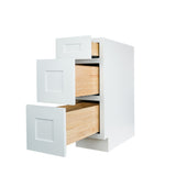 White Shaker 3-drawer vanity base kitchen cabinet 15W x 24D x 34.5H