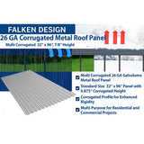 Falken Design Galvalume Plus Corrugated Metal Roof Panel 34" x 96" x 7/8" - 26 GA - Long-Lasting Outdoor