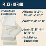 Black pvc foam sheet 18 x 24 x 1/4 inch